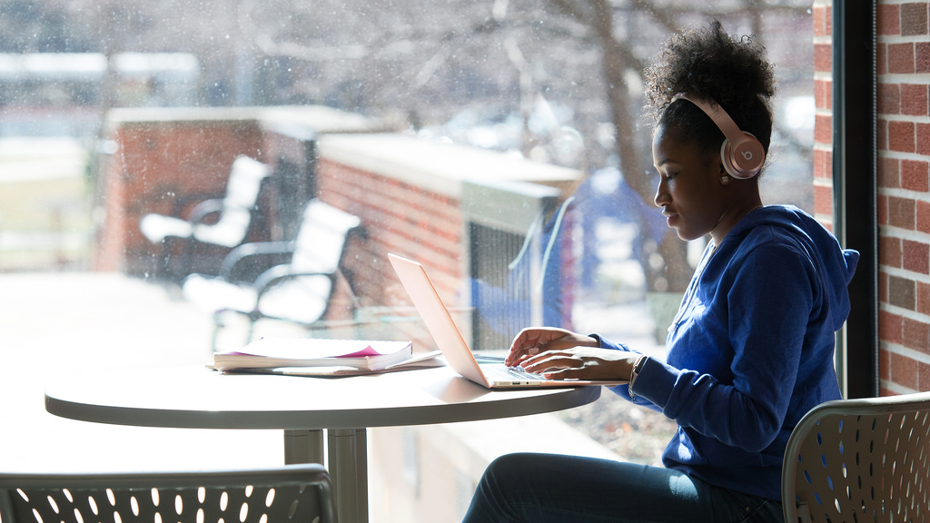 Students can find a variety of quiet spaces in campus buildings to study alone, or with partners.